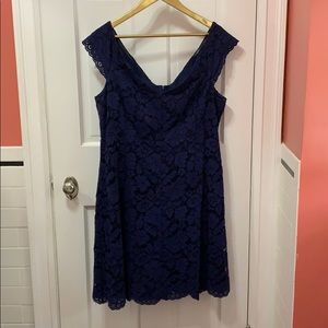Vince Camuto Lace Off the shoulder Navy Blue Dress